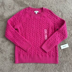 On 34th Pink Cable-knit Crewneck Sweater -Small